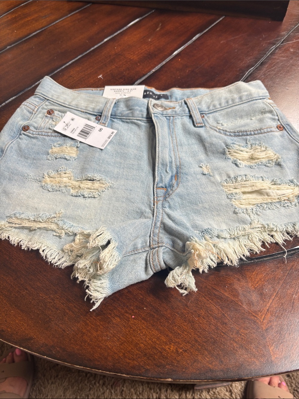 Aeropostale Faded Light Blue Distressed Denim Shorts